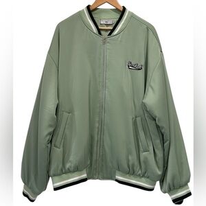 Adika Spoiled Girl Satin Finish‎ Mint Green Oversized Bomber Jacket - XL